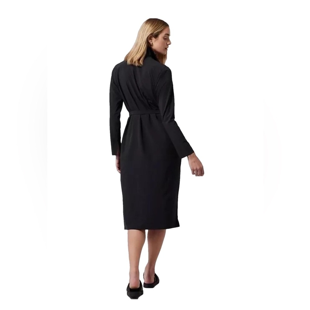 Athleta Urbanite Black Long-Sleeve Button Front Shirt Dress Midi Small - Picture 7 of 11